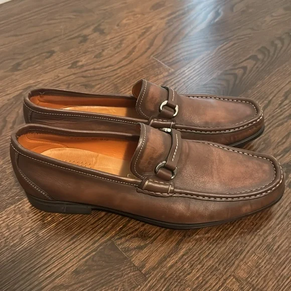 Men’s Santoni Brown Buckle-Strap Loafer Shoes - Picture 2 of 9